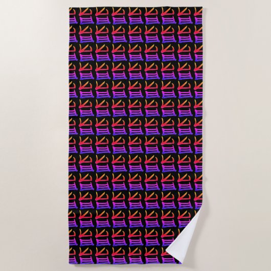 Kanji Délicate serviette de plage noire (Devant)