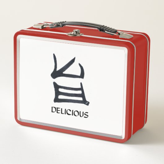Kanji Delicious black red lunchbox (Voorkant)