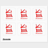 Kanji Delicious red large square stickers (Vel)