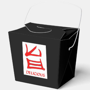 Kanji Delicious rood wit zwart haal uit doos Bedankdoosjes