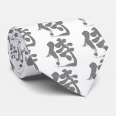 Kanji] grijs Samurai Stropdas (Opgerold)