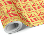 Kanji Heerlijk rood Goud Vein glanzend inpakpapier (Rol Hoek)