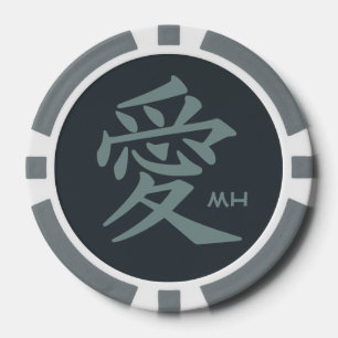 Kanji Liefde aangepaste monogram & kleur poker chi Pokerchips