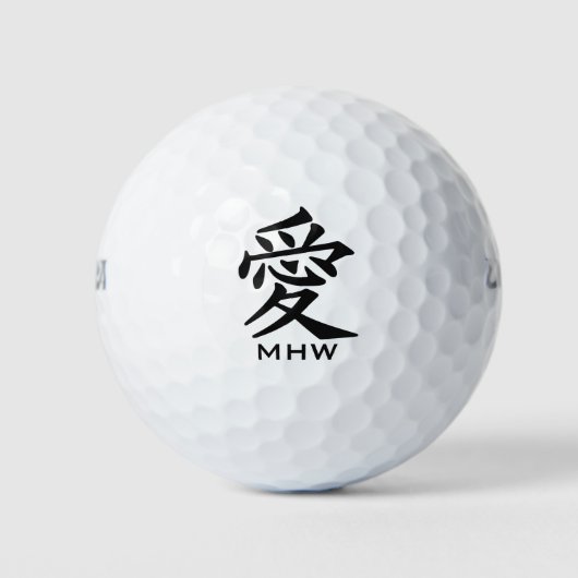Kanji Love custom monogram golfballen (Voorkant)