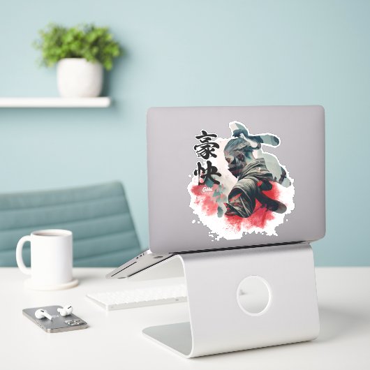 Kanji Samurai Goki Sticker (Laptop op bureau)