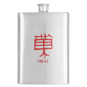 Kanji Treat rode roestvrijstalen kolf Flacon