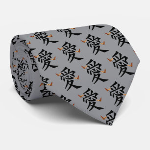 Kanji voor liefde met twee vlinders stropdas