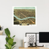 Kankakee, IL Panorama Map - 1869 Poster (Thuiskantoor)