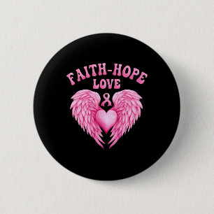 Kanker Bewustzijn Geloof-hoop Ribbon Fight Heart W Ronde Button 5,7 Cm