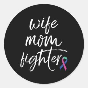 Kanker Bewustzijn Ribbon Vrouw Mama Fighter Ronde Sticker