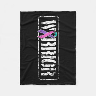 Kanker Bewustzijn - Sideways Military Warrior Ribb Fleece Deken