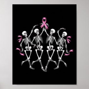 Kanker Bewustzijn Skelet Dansen Roze Ribbon Kosten Poster
