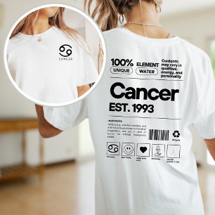 Kanker Custom Zodiac Astrologie Verjaardag juli T-shirt