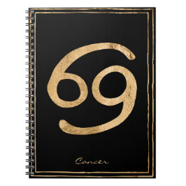 Kanker de krab gehammerde gouden gestileerde astro notitieboek