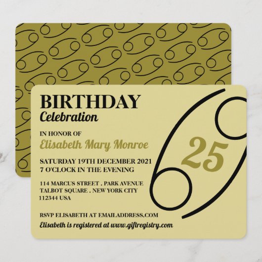 Kanker, de krab, sterrenbeeld dierenriem, verjaard kaart (Voorkant / Achterkant)