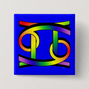 Kanker en Gemini GLBT Vierkante Button 5,1 Cm