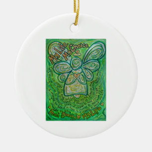 Kanker Gedicht Groene Engel Kunst Aangepast Cadeau Keramisch Ornament