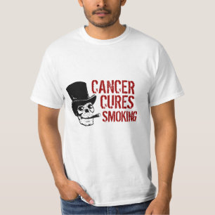 Kanker geneest roken schedel met hoge hoed t-shirt