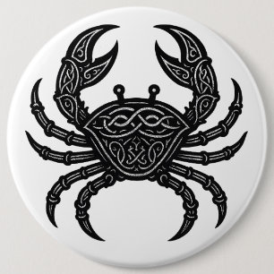 Kanker — Geplaagde Inkt Zodiac Krab Ronde Button 6,0 Cm
