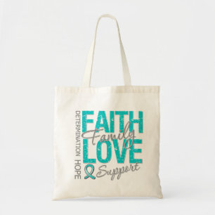 Kanker Inspirerende slogan Collage Ovarian Cancer Tote Bag