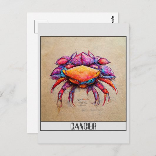 Kanker kleurpotlood krabbel kunst ansichtkaart briefkaart (Voorkant / Achterkant)