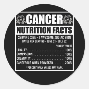 Kanker Nutrition Facts Astrology Zodiac Horoscope Ronde Sticker