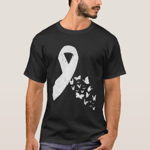 Kanker overlevende vlinder wit lint longkanker t-shirt