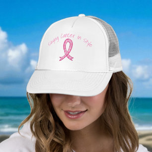 Kanker Overwinnen met Stijl Hoed Roze Lint Trucker Pet