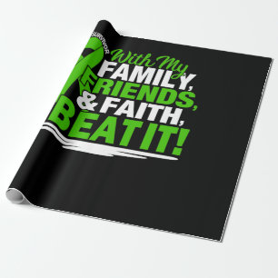 Kanker Survivor Faith Friends Family Green en Whi Cadeaupapier
