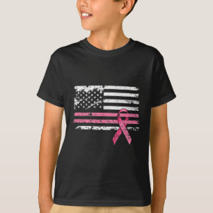 Kanker T-shirt Amerikaanse Vlag Borstkanker Bewust