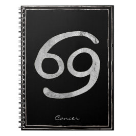 Kanker van de zilvergehamerde zilvervormde astrolo notitieboek