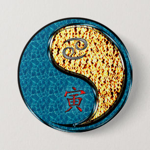 Kanker & Vuur Tijger Ronde Button 7,6 Cm