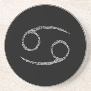 Kanker. Zodiac Astrology Sign. Zwart. Zandsteen Onderzetter