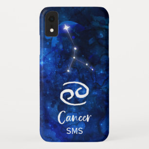 Kanker Zodiac Constellation Blue Galaxy Monogram iPhone XR Hoesje