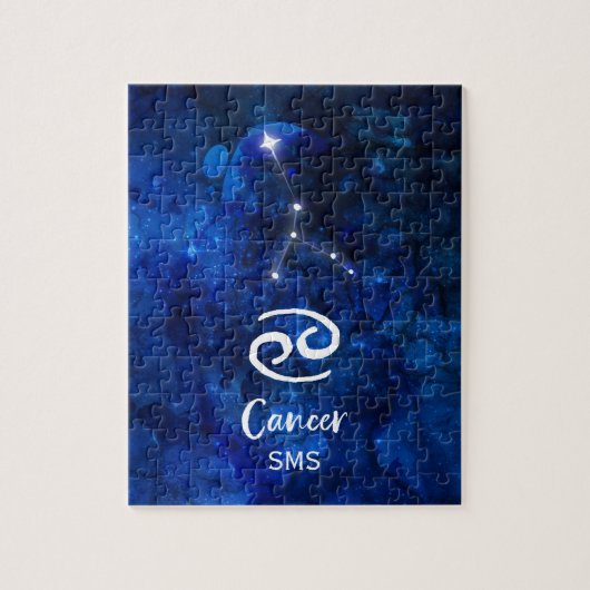 Kanker Zodiac Constellation Blue Galaxy Monogram Legpuzzel (Verticaal)