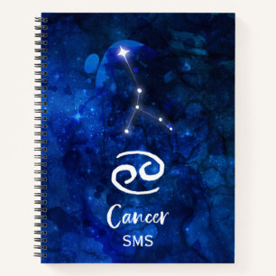 Kanker Zodiac Constellation Blue Galaxy Monogram Notitieboek