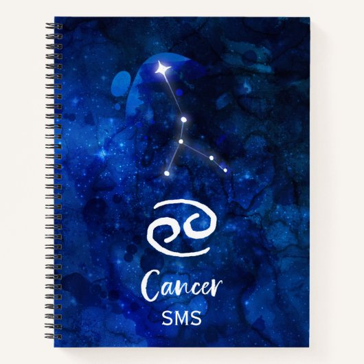 Kanker Zodiac Constellation Blue Galaxy Monogram Notitieboek (Voorkant)