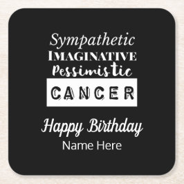 Kanker Zodiac Fun Kenmerken Verjaardag Vierkante Kartonnen Onderzetter