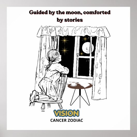 Kanker Zodiac Poster geleid door de Maan (Voorkant)