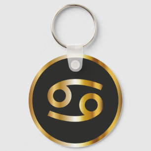 Kanker Zodiac Sign, Black & Gold Sleutelhanger