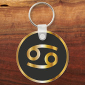 Kanker Zodiac Sign, Black & Gold Sleutelhanger (Voorkant)