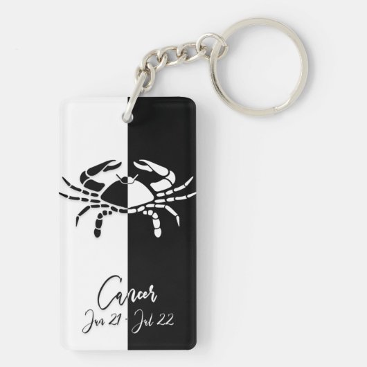 Kanker Zodiac Sign, Black & White Sleutelhanger (achterkant)