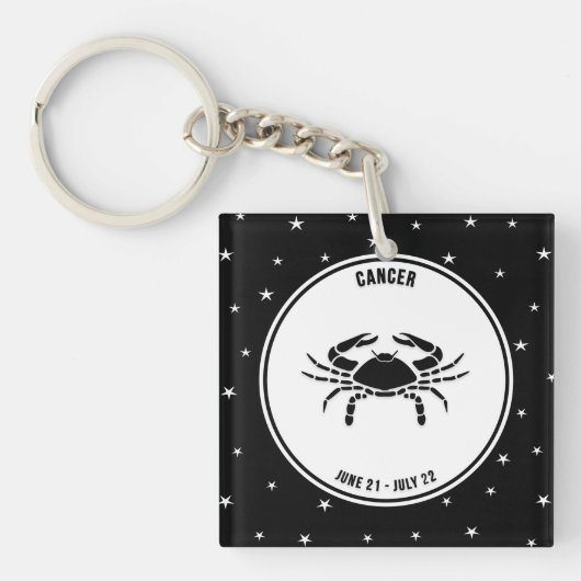 Kanker Zodiac Sign, Black & White Sleutelhanger (Voorkant)