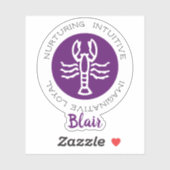 Kanker Zodiac Star Sign Traits Paars Sticker (Vel)