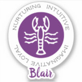 Kanker Zodiac Star Sign Traits Paars Sticker (Voorkant)