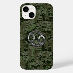 Kanker Zodiac Symbool op Woodland Camo Case-Mate iPhone 14 Hoesje