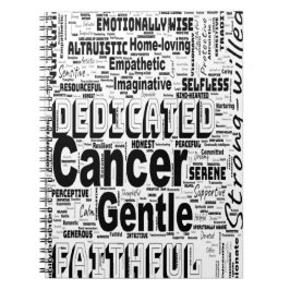 Kanker Zodiac Word Cloud Inspiratie Notitieboek