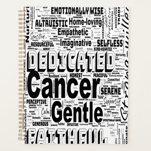 Kanker Zodiac Word Cloud Inspiratie Planner (Voorkant)