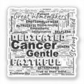 Kanker Zodiac Word Cloud Inspiration Viynl Sticker (Voorkant)