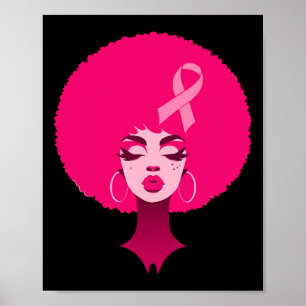 Kanker Zwart Afro-Amerikaanse Vrouwen Steun Roze 3 Poster
